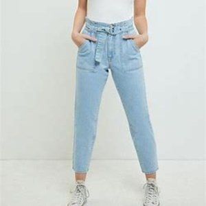 PacSun Smocked Belted High-rise Mom Jeans SZ L